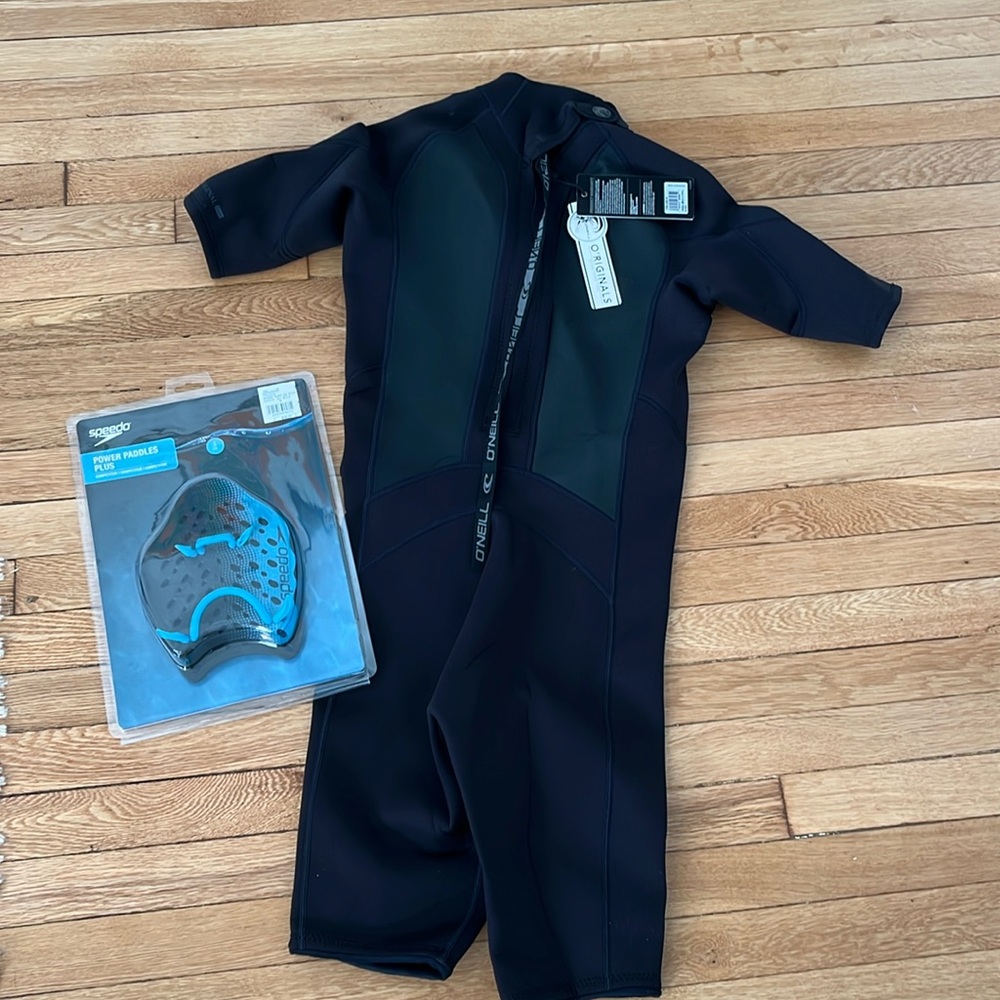 O’NEILL 2MM BACK ZIP SPRING WETSUIT Men’s M AND POWER PADDLES